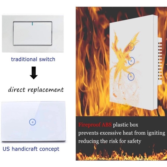 WiFi Smart Double Wall Light Touch Panel 3 Gang - Picture 3 of 11